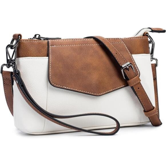 Handbags - Small Crossbody Bags for Women, White x Brown
